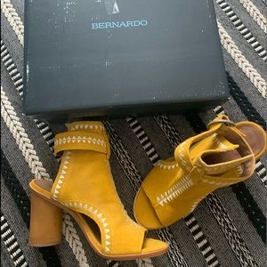 Yellow Suede Heeled Sandals